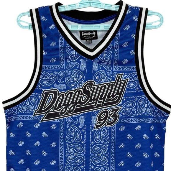NWT Dogg Supply Men's Royal Blue Mesh Bandana Basketball Jersey Tank Size Small - Picture 3 of 8